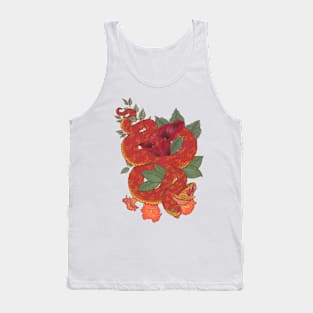 Red Bush Viper with Lilies Tank Top